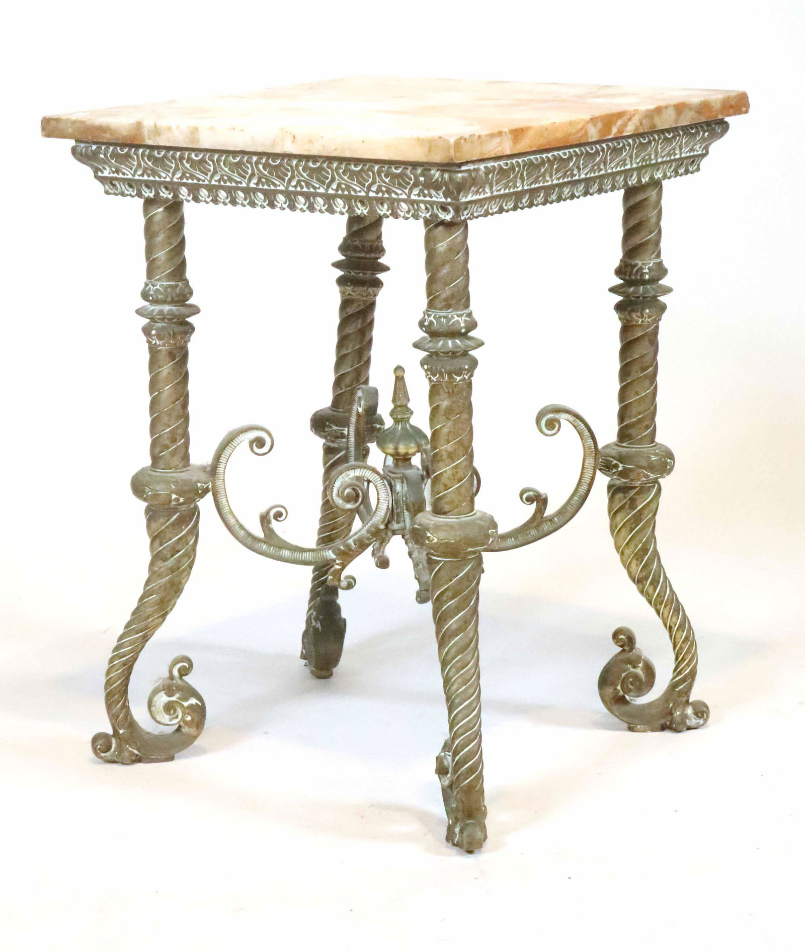 Late Victorian Brass Marble Top Side Table (1 of 5)