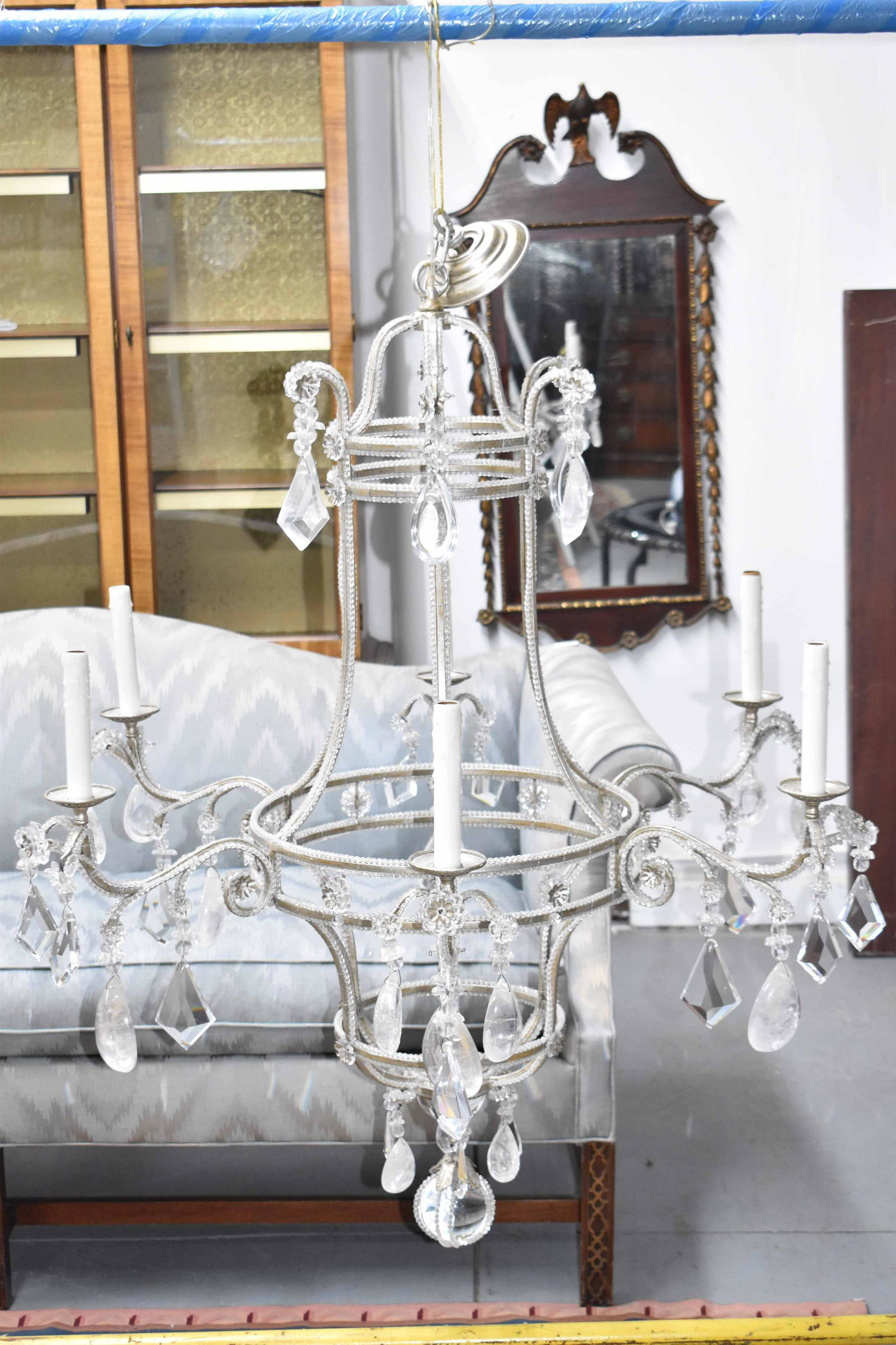 Beaded and Rock Crystal Chandelier (1 of 5)