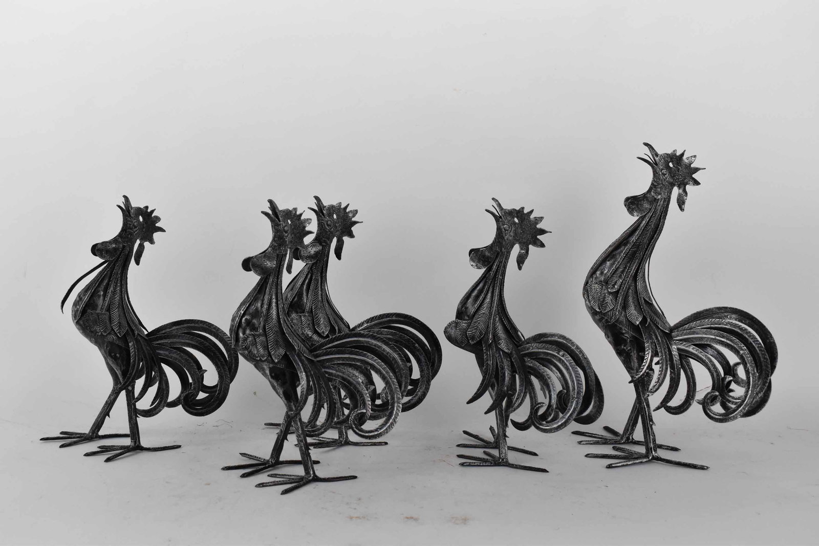 Five Hand Wrought Metal Rooster Sculptures (1 of 6)