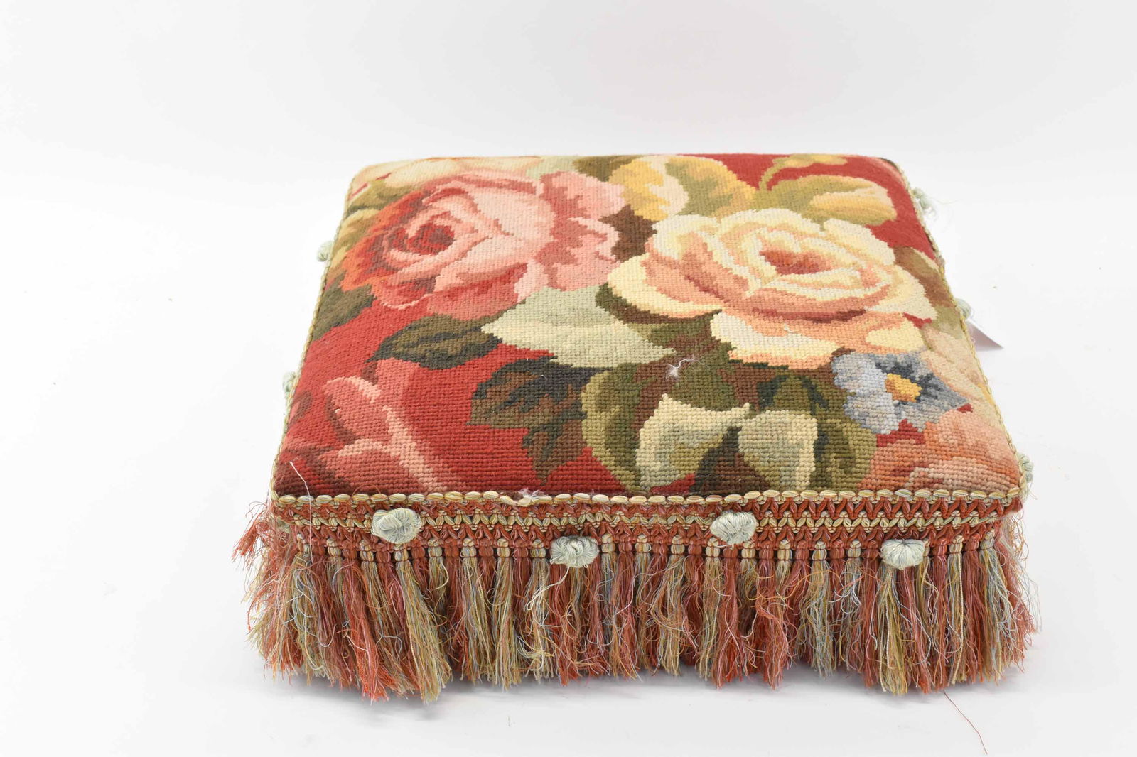 Floral Needlepoint Footstool (1 of 3)