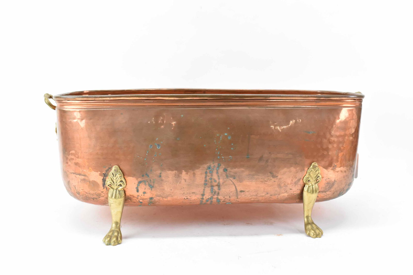 Large Hammered Copper Footed Planter Tub (1 of 6)