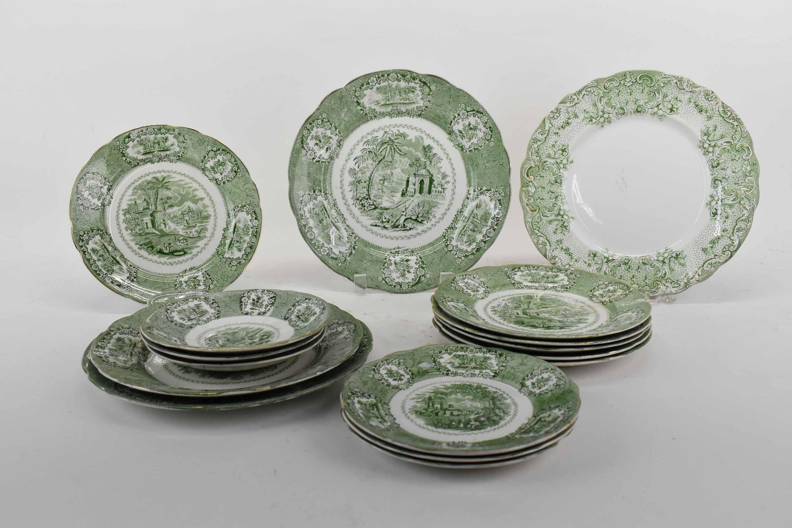 15 pcs Ridgways Oriental Green Porcelains (1 of 6)