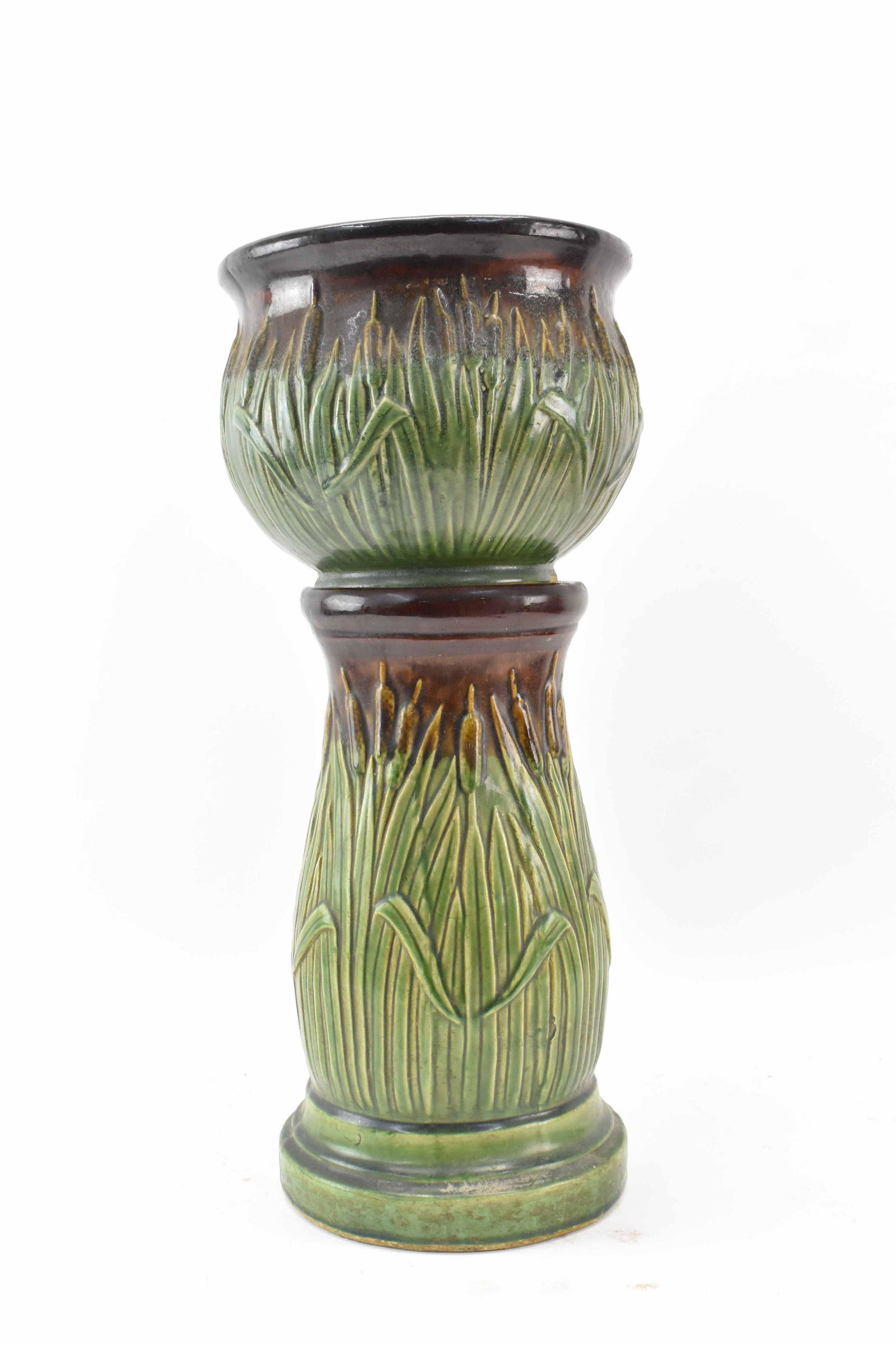 McCoy Pottery Cattail Jardiniere Pedestal Stand (1 of 7)