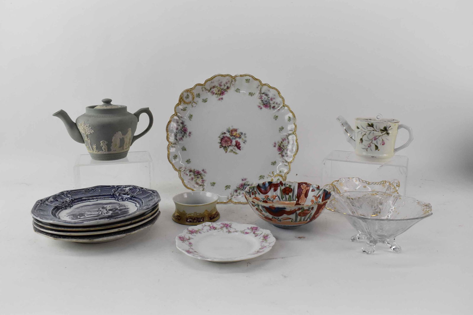 4 Antique Purple Transferware Plates (1 of 13)
