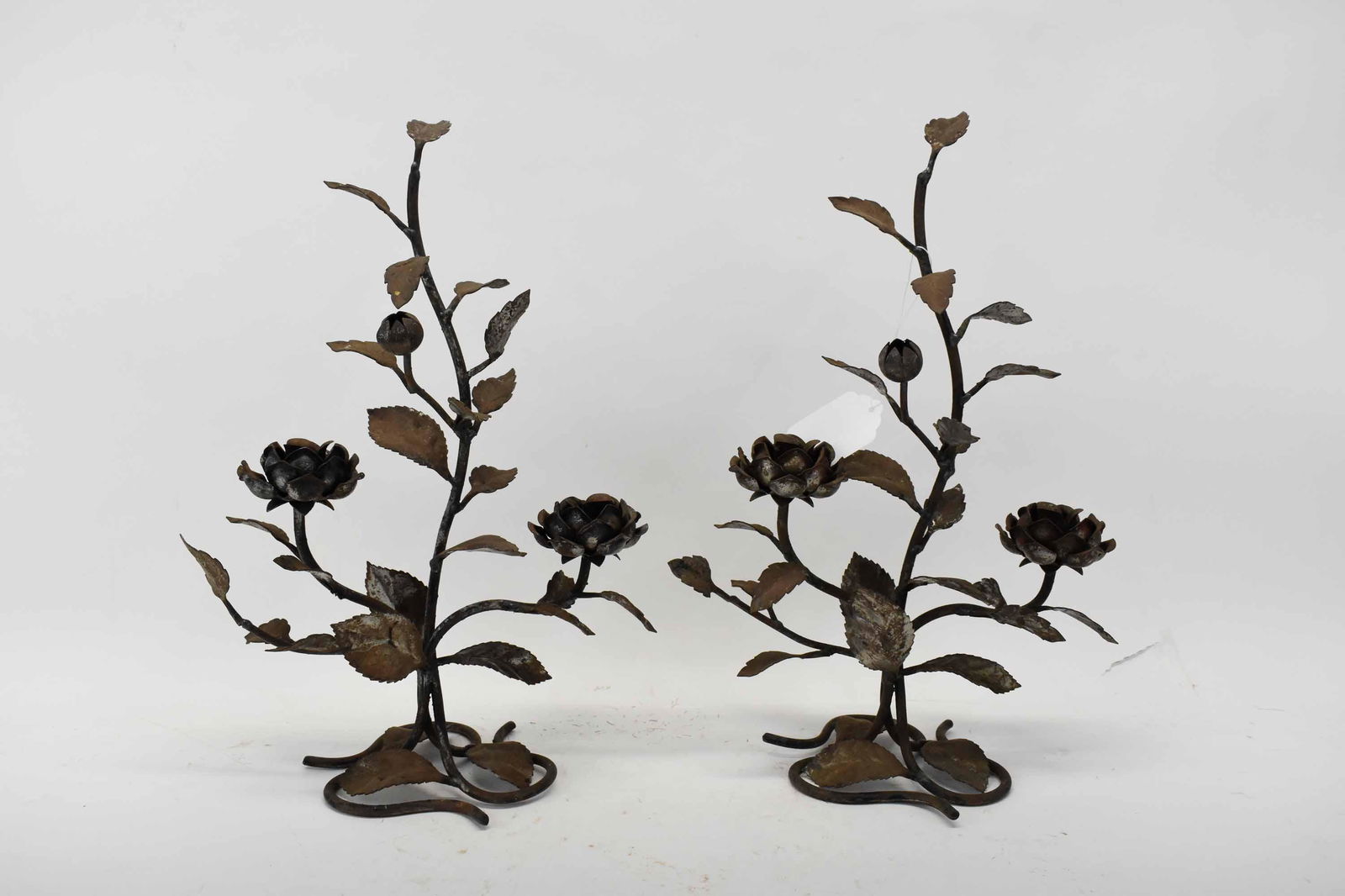 2 Metal Tole Toleware Rose Candlestick Holders (1 of 7)