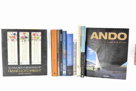 Group of Assorted Books Various Authors and Title: Group of Assorted Books Various Authors and Title. Including Ansel Adams, Fulper, Grueby, Opulent Restraint by Jed Johnson, Andrea Palladio, Modernism London Style, Frank Lloyd Wright and Ando. Used