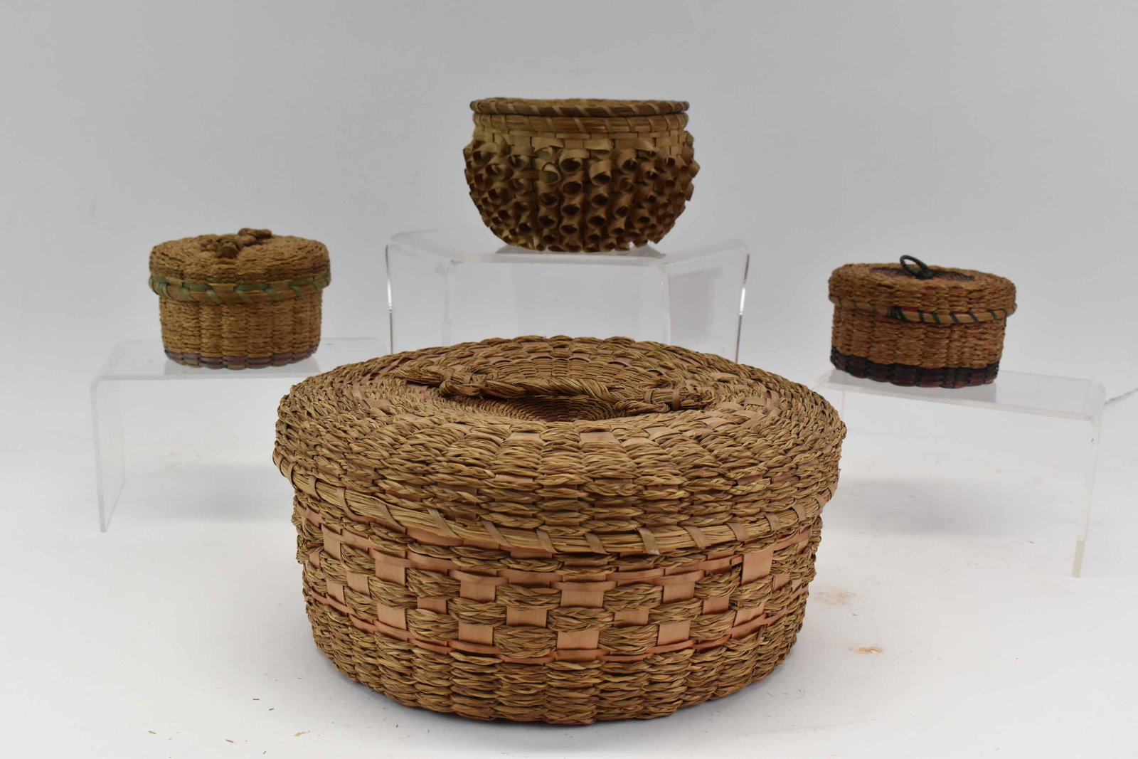 Group of Native American Micmac Round Baskets (1 of 8)