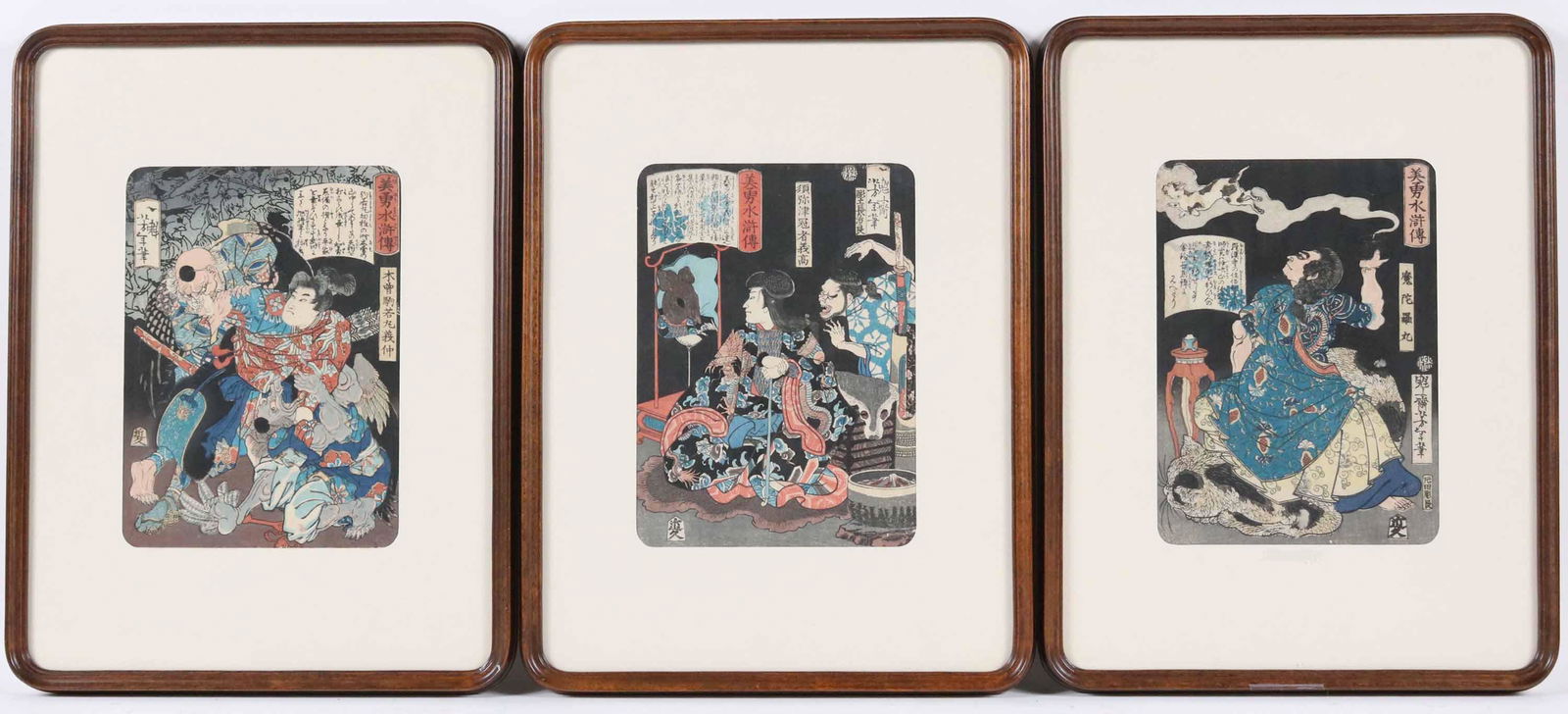 Three Woodblock Prints, Tsukioka Yoshitoshi (1 of 7)