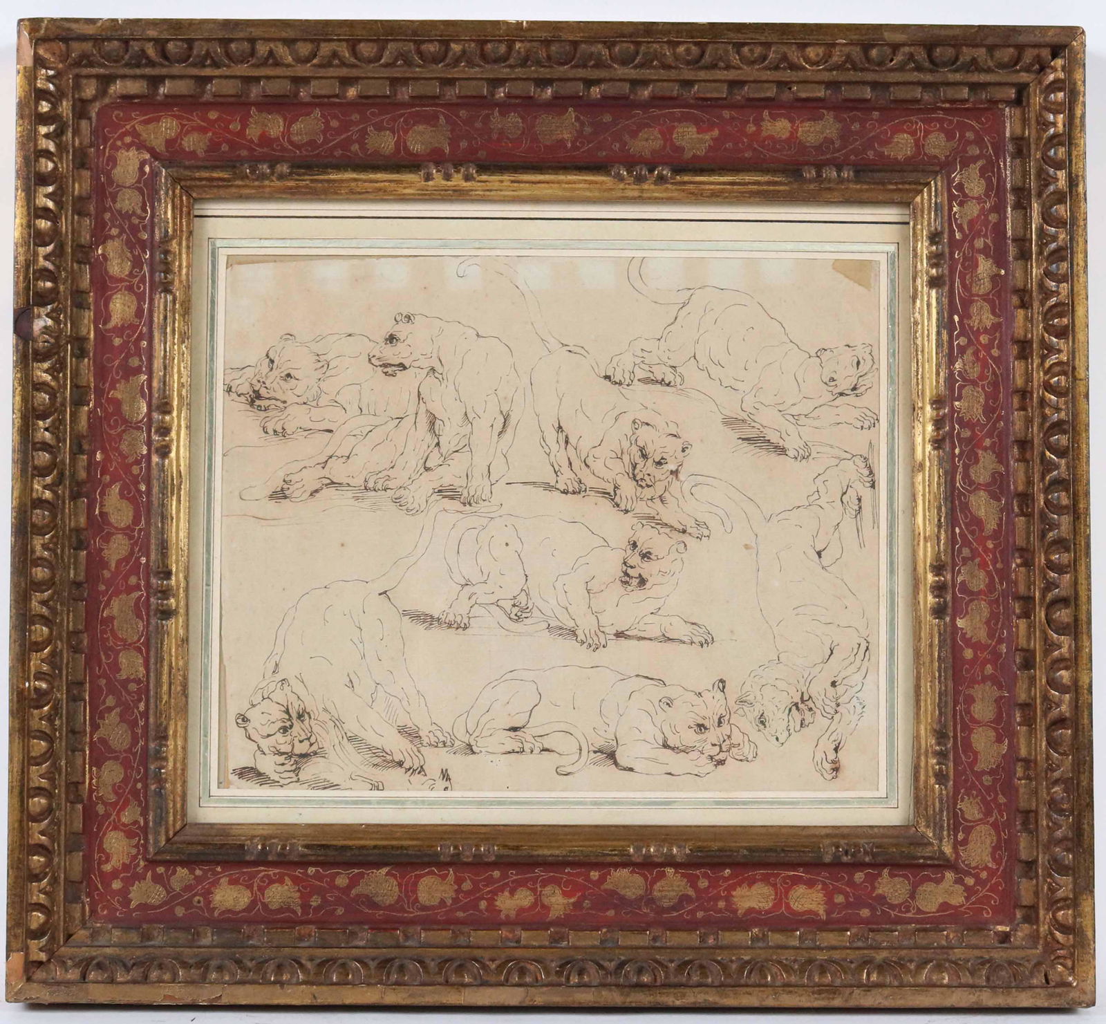 Pen and Ink, Studies of Lioness (1 of 4)