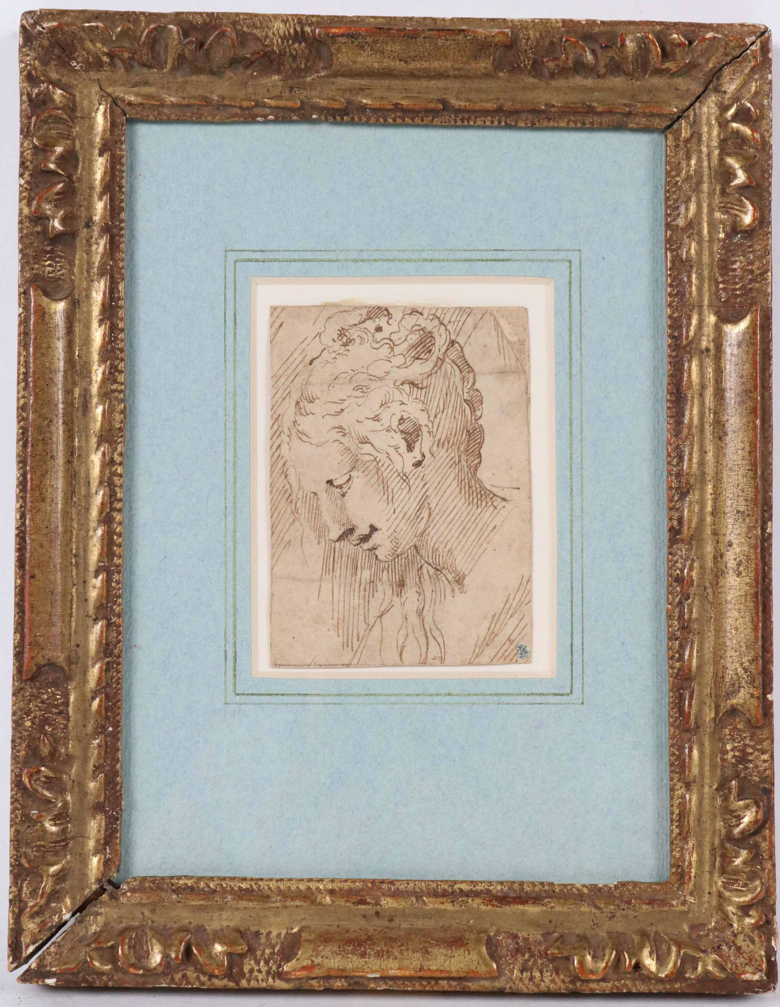 Old Master Pen & Ink, Head of Woman in Profile (1 of 4)