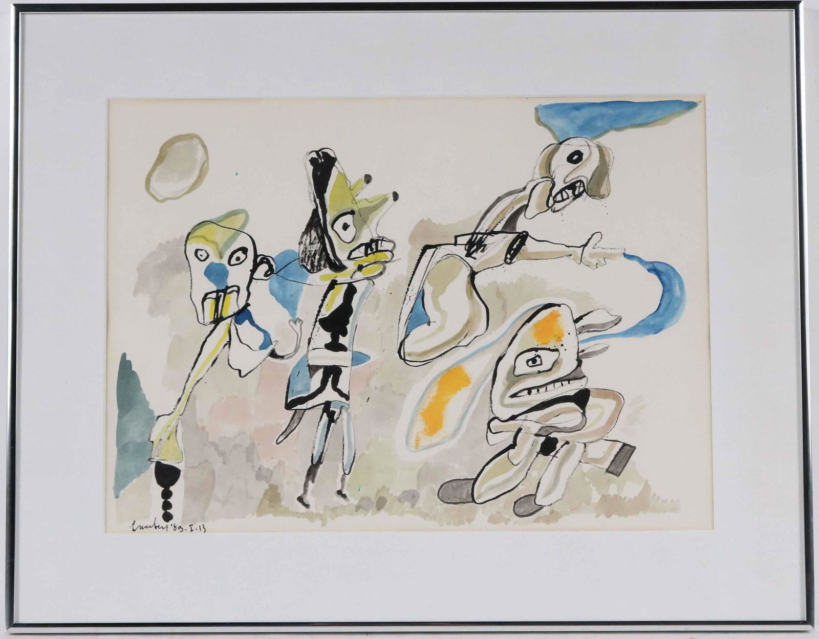 Jean Lucebert, Watercolor & Ink, Abstract Figures (1 of 6)