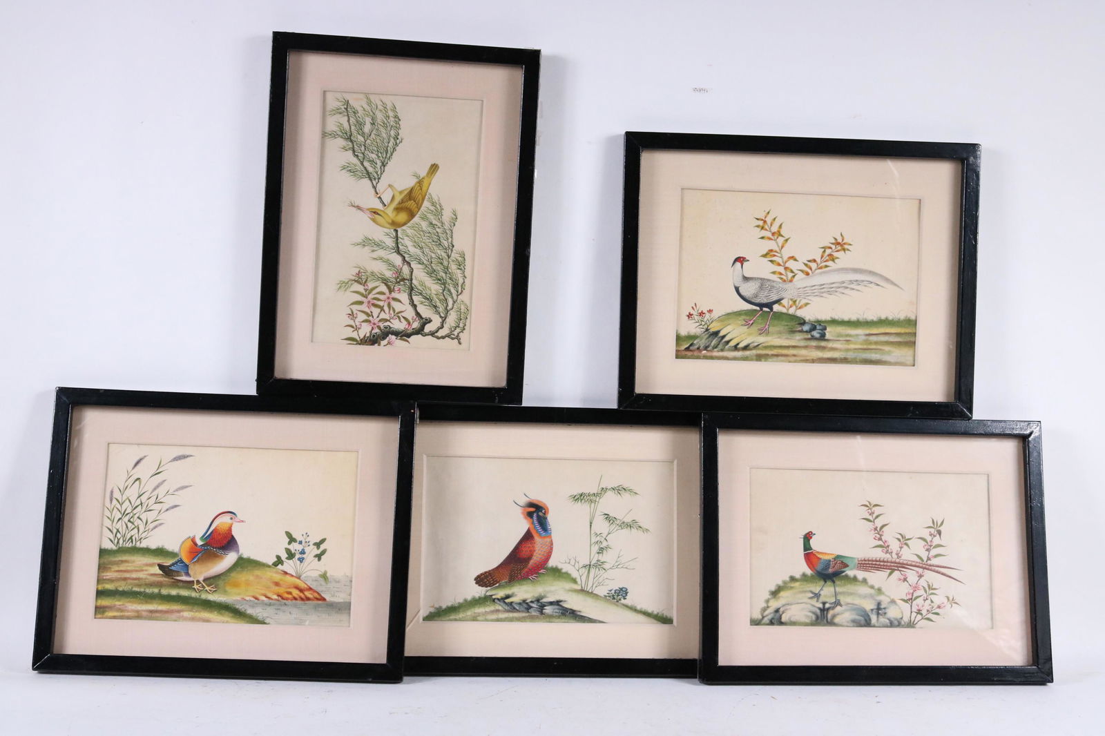 Five Chinese School Watercolors of Birds (1 of 7)