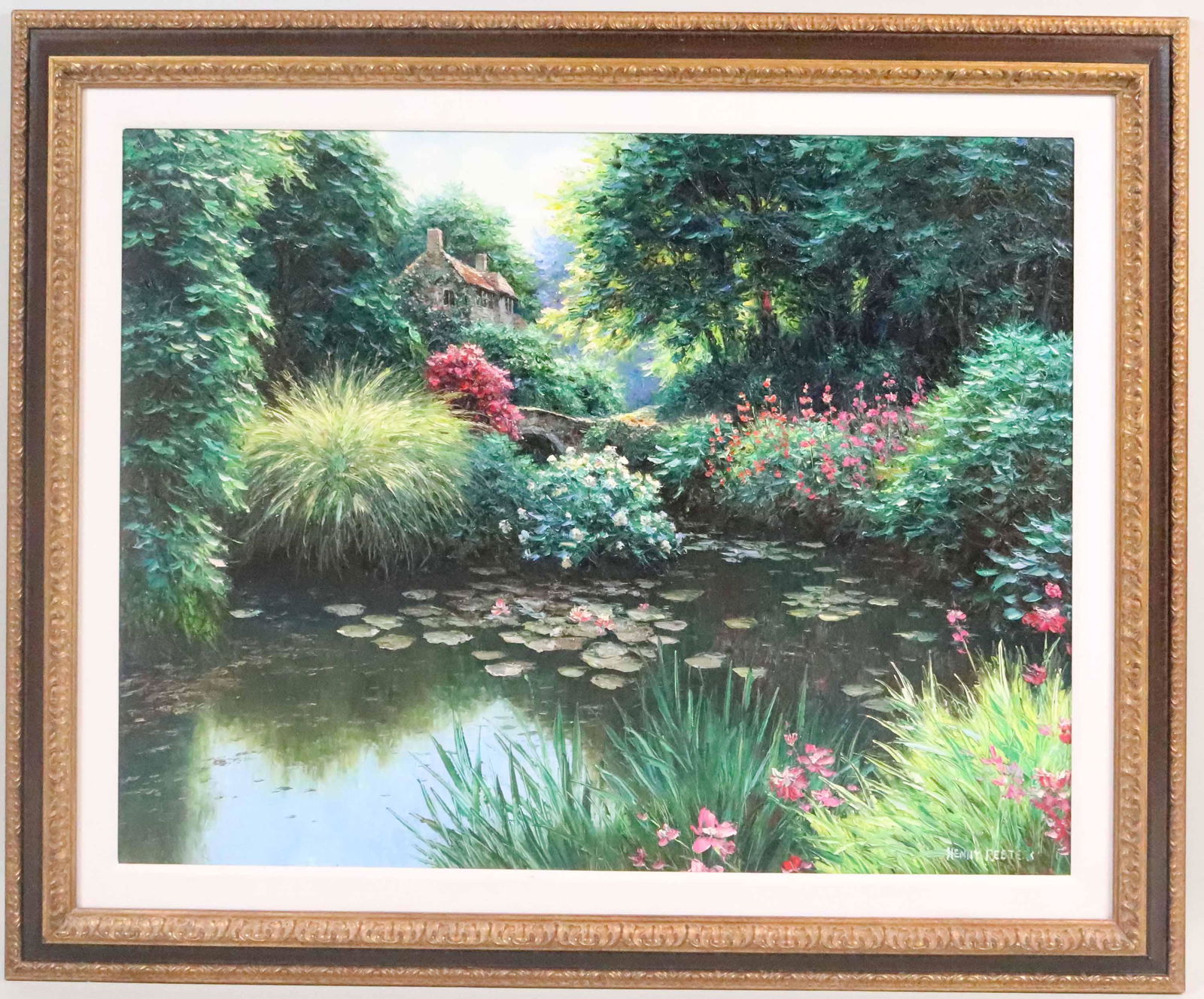 Henry Peeters, Oil on Canvas, Cottage on Pond (1 of 10)