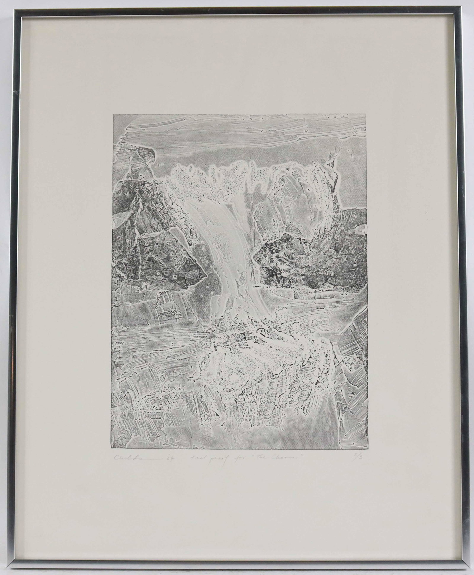 Bernard Childs, Intaglio Trial Proof, "The Chasm": 1967, signed and dated l.l. 24"h x 18"w Provenance: Property from the Steve and Stephanie Alpert Collection
