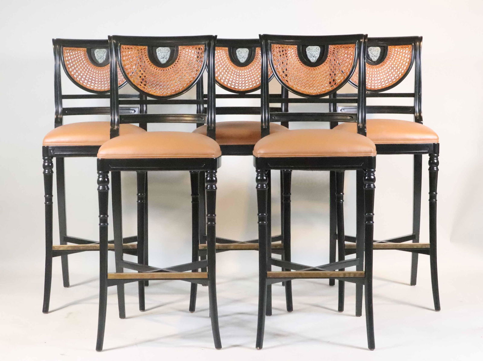 Five Edwardian Style Cane-Inset Barstools (1 of 8)