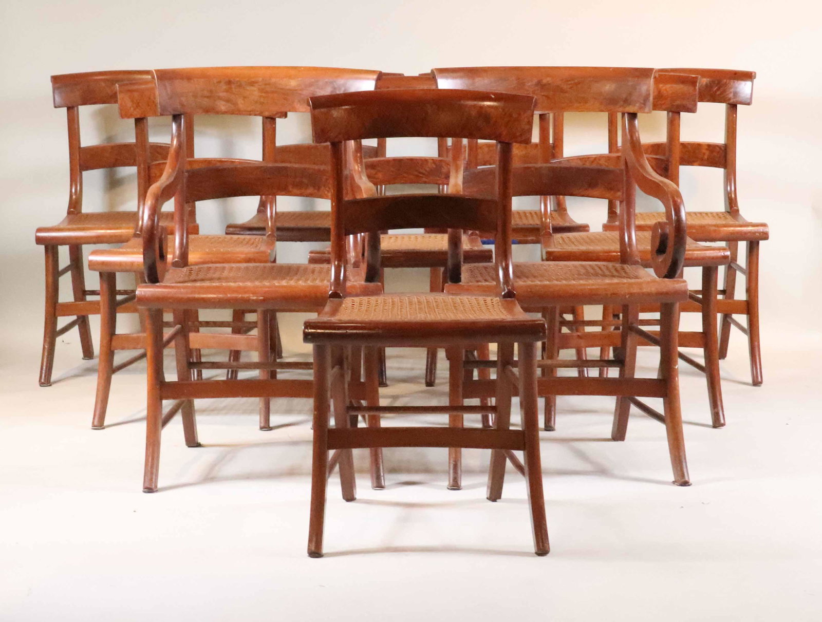 Ten Federal Mahogany Caned Seat Dining Chairs (1 of 10)