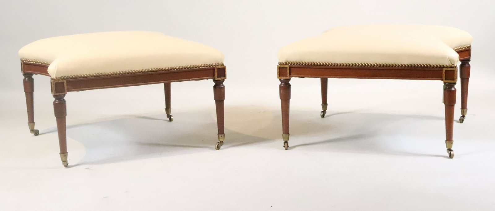Pair of George III Style Leather &Mahogany Stools (1 of 8)