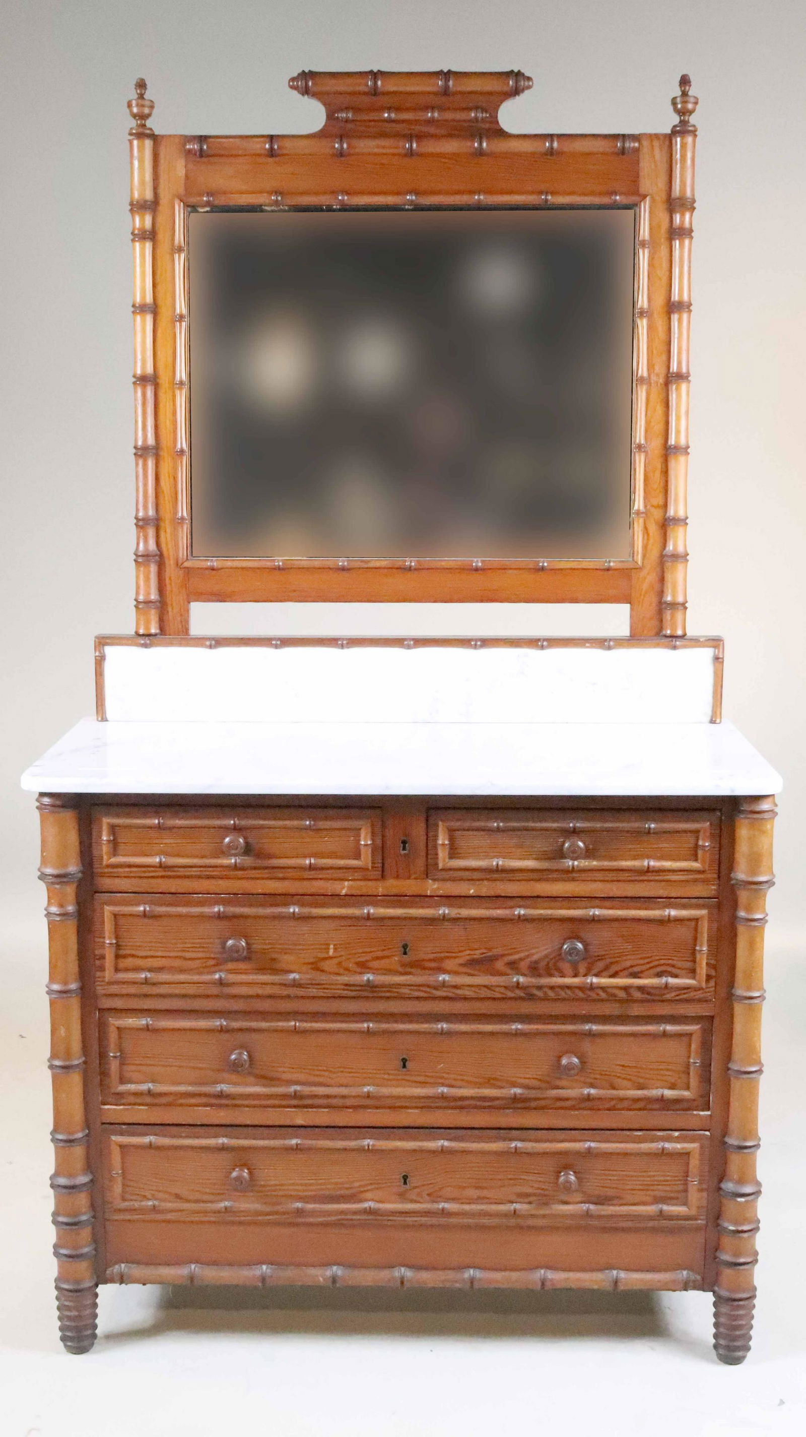 Victorian Faux-Bamboo Pine Dressing Chest (1 of 8)