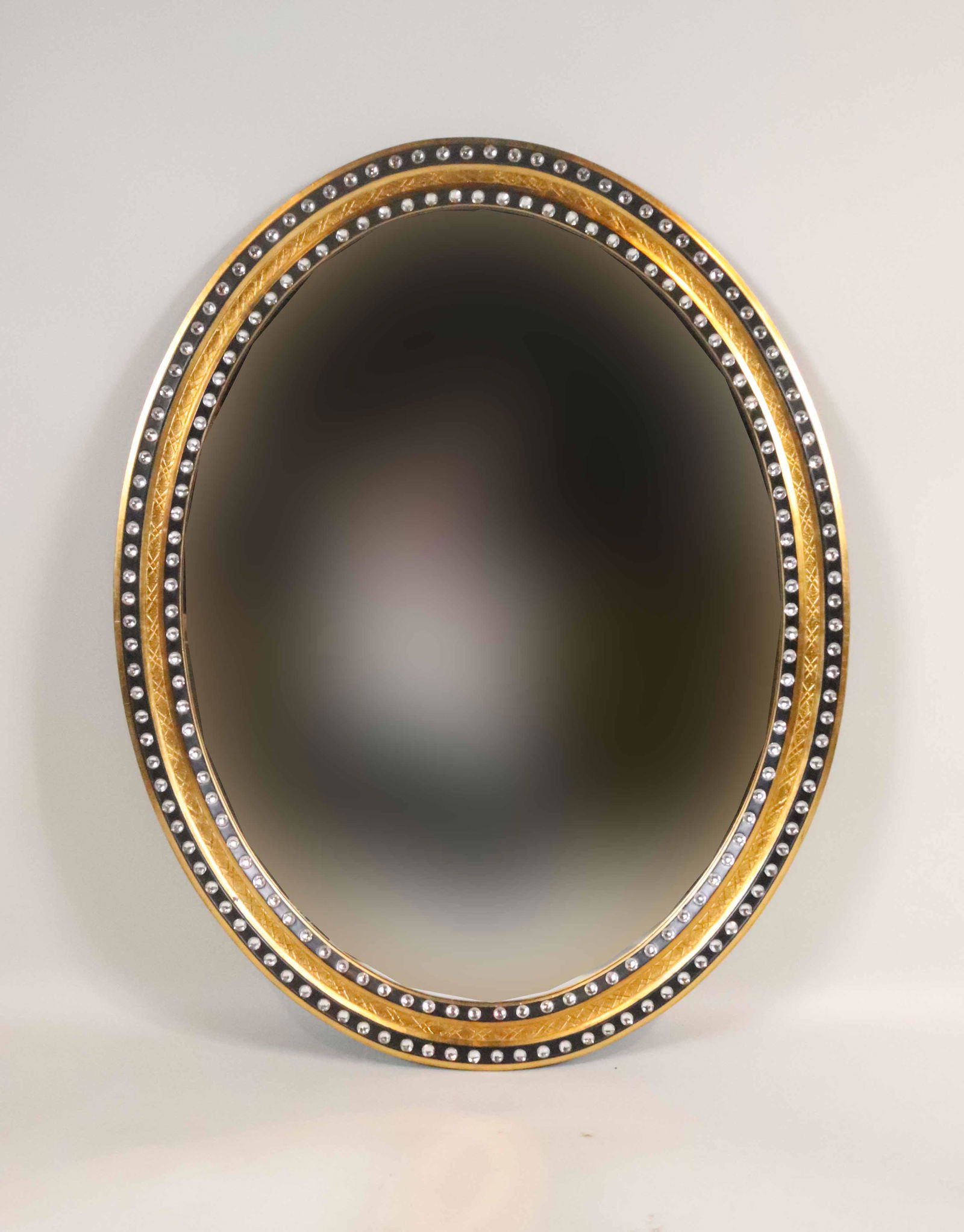 Regency Style Bejeweled Oval Mirror (1 of 6)