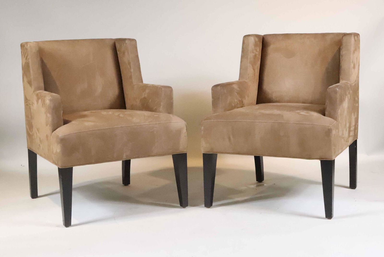 Pair of Contemporary Brown-Suede Armchairs (1 of 6)