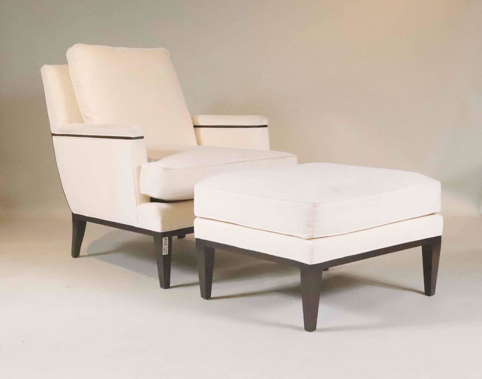 Modern White-Upholstered Club Chair and Ottoman (1 of 9)