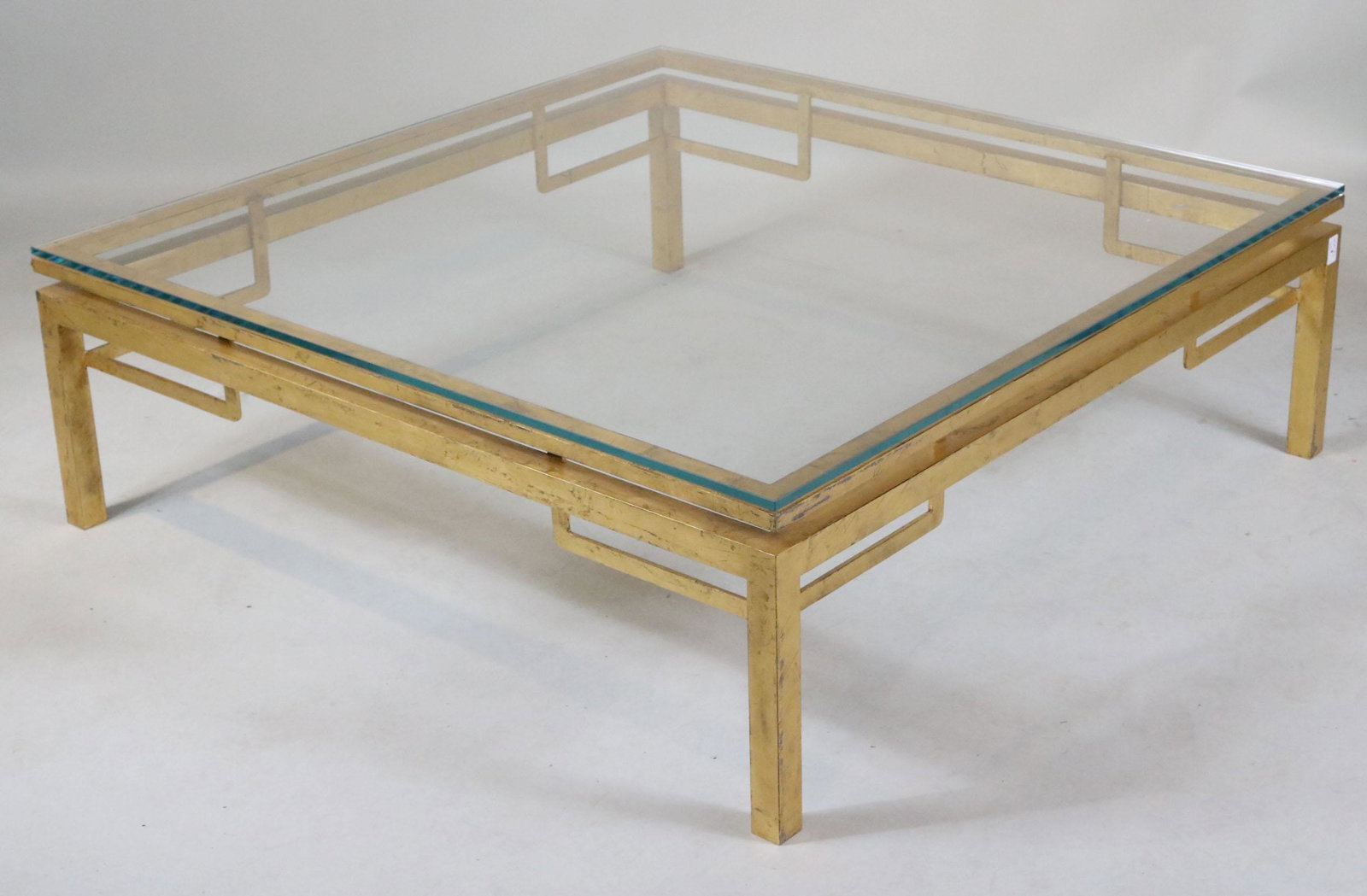 Gilt Metal Glass Top Square Low Table (1 of 4)