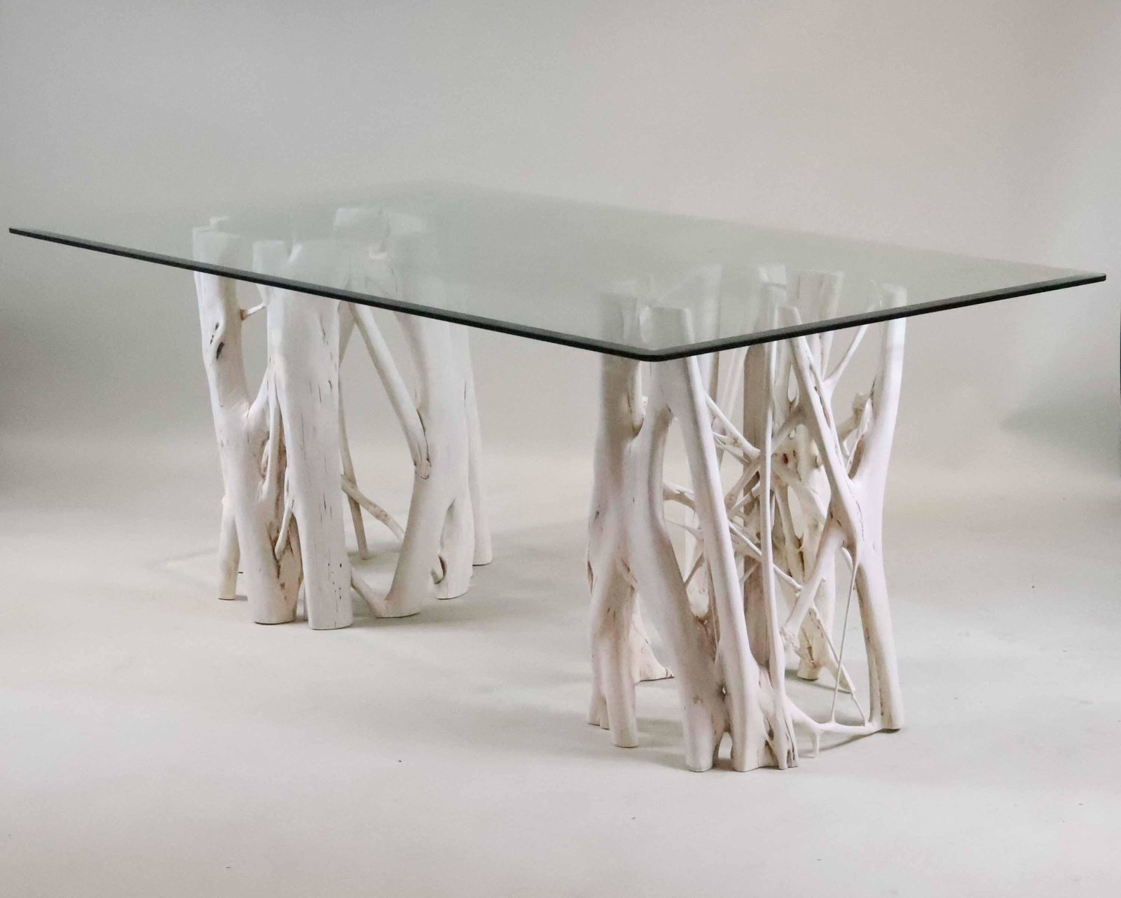 Glass Top White-Painted Driftwood Dining Table (1 of 9)