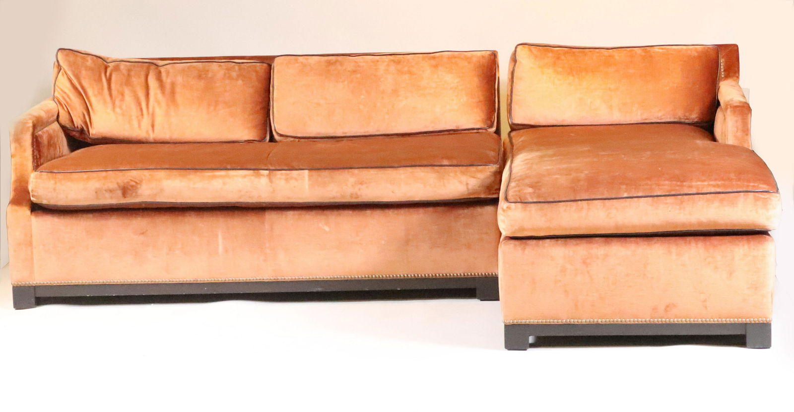 Contemporary Velvet-Upholstered 2 Part Sectional (1 of 10)