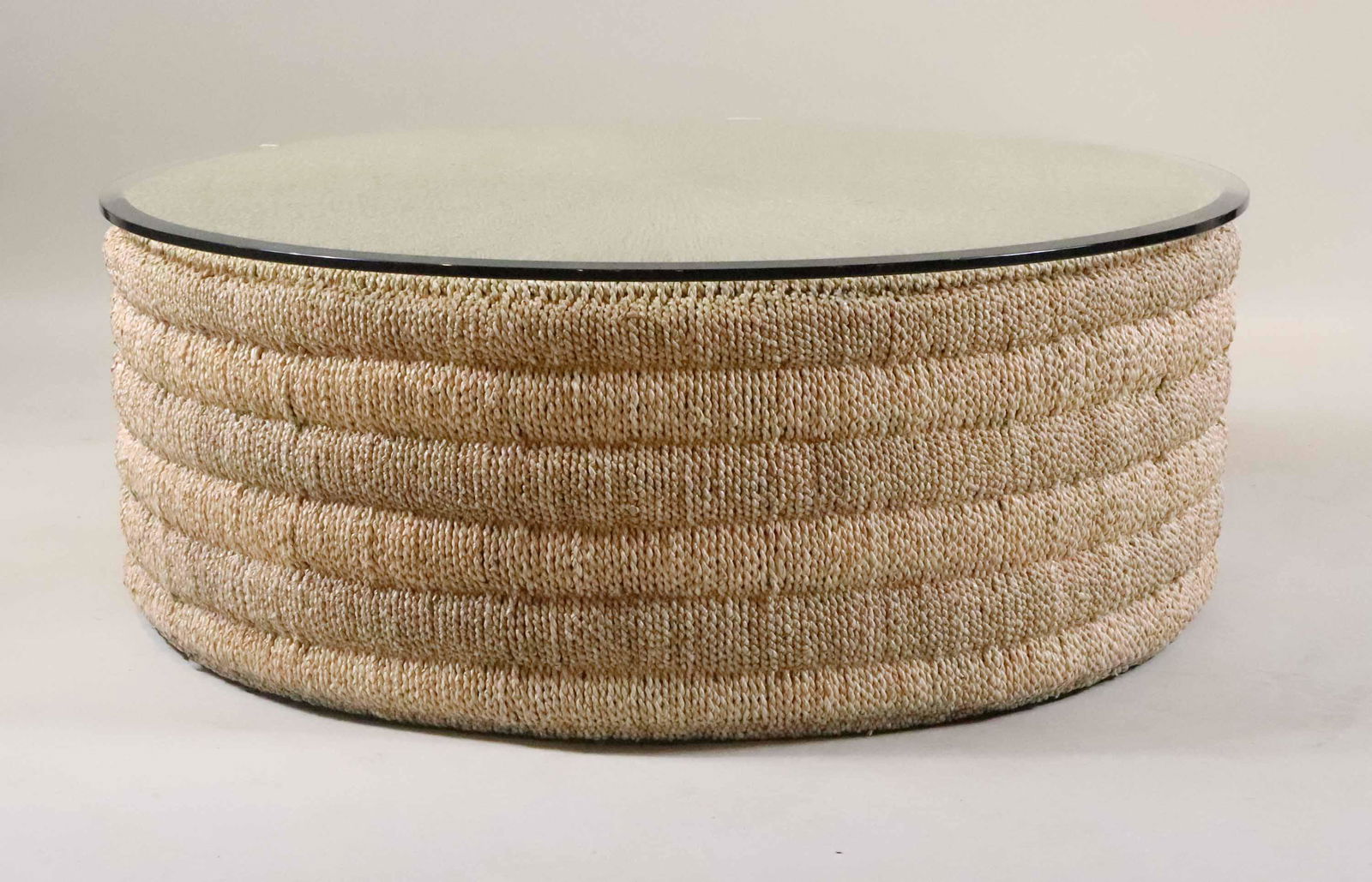 Modern Glass Top Rattan Round Low Table (1 of 5)