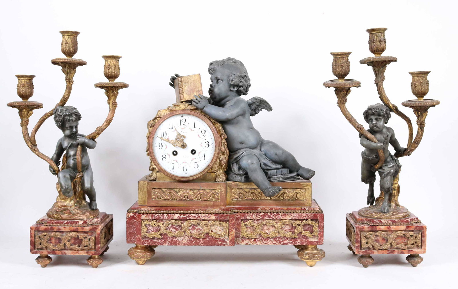 Louis Philipe Metal and Marble Garniture Set (1 of 13)
