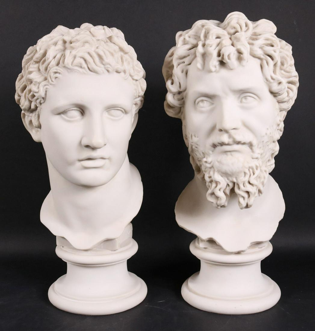 Two Classical Style Faux Stone Busts of Men (1 of 8)