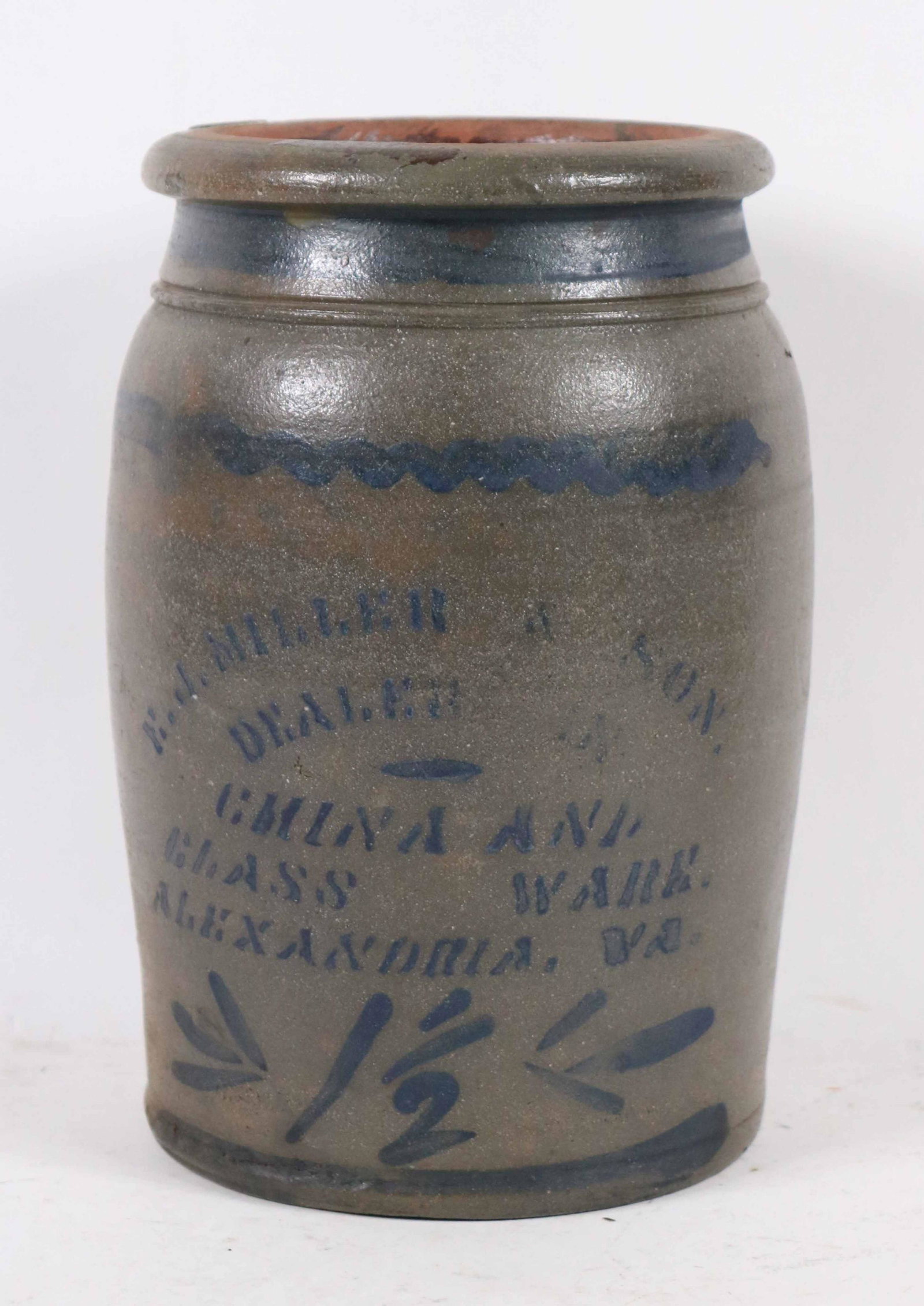 EJ Miller & Son Cobalt-Decorated Stoneware Crock (1 of 5)