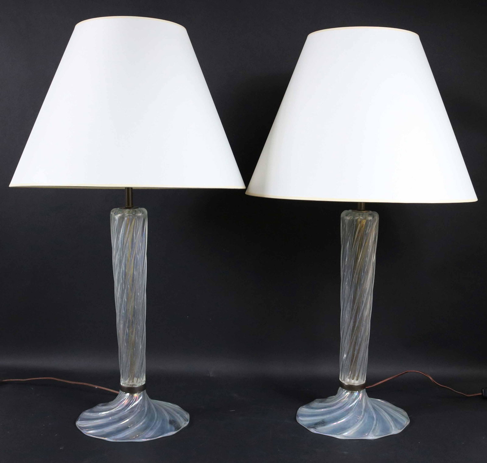 Pair of Colorless Glass Murano Table Lamps (1 of 5)