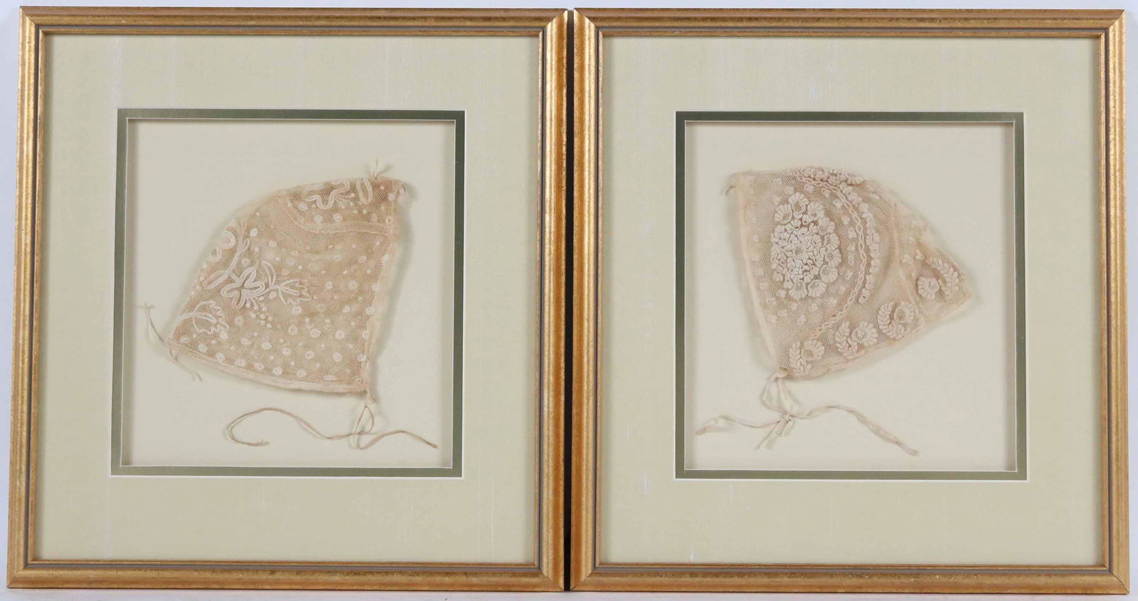 Two Framed Lace Baby Bonnets (1 of 4)