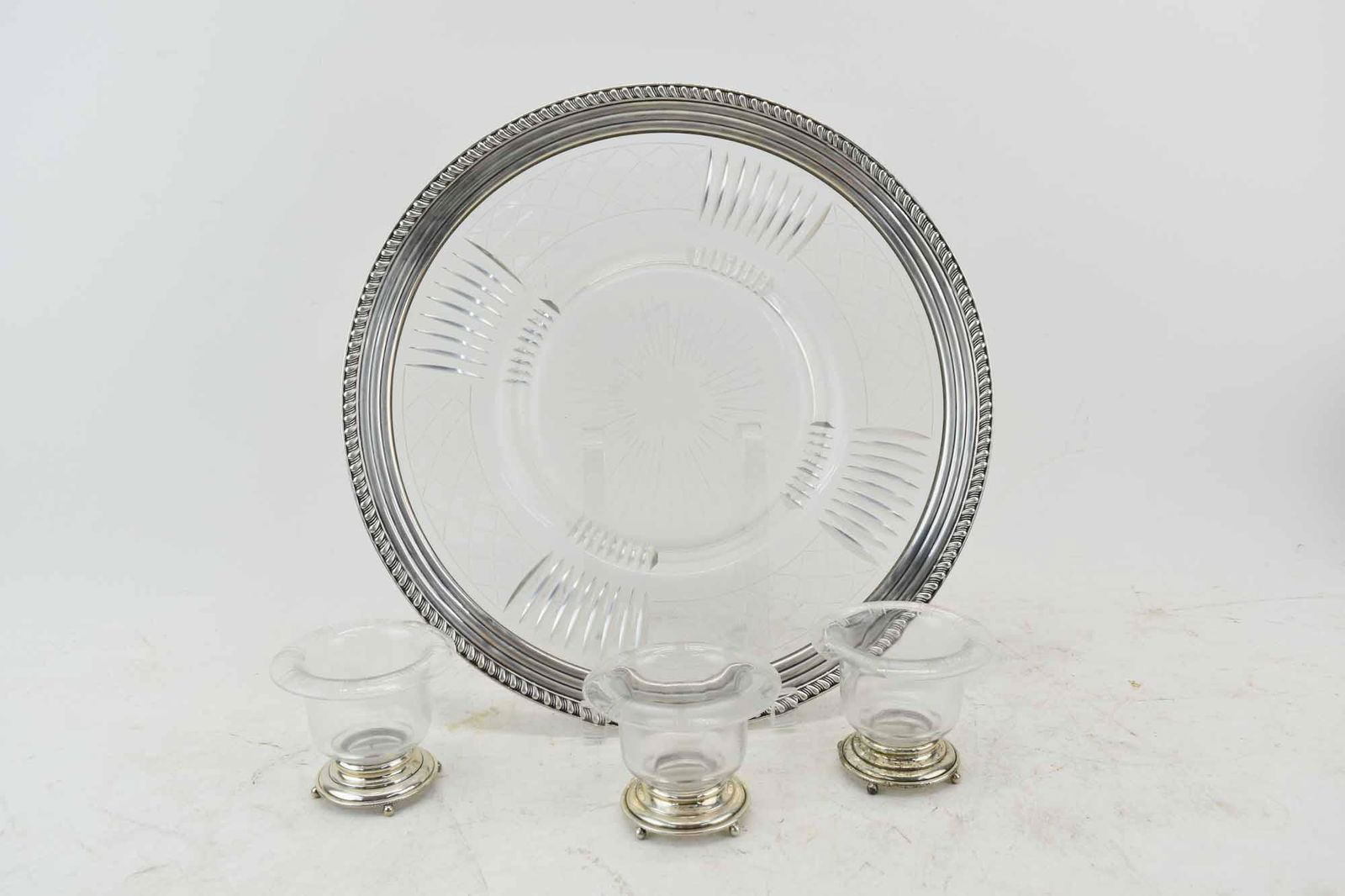 Watson Co. Sterling & Glass Etched Serving Tray (1 of 9)