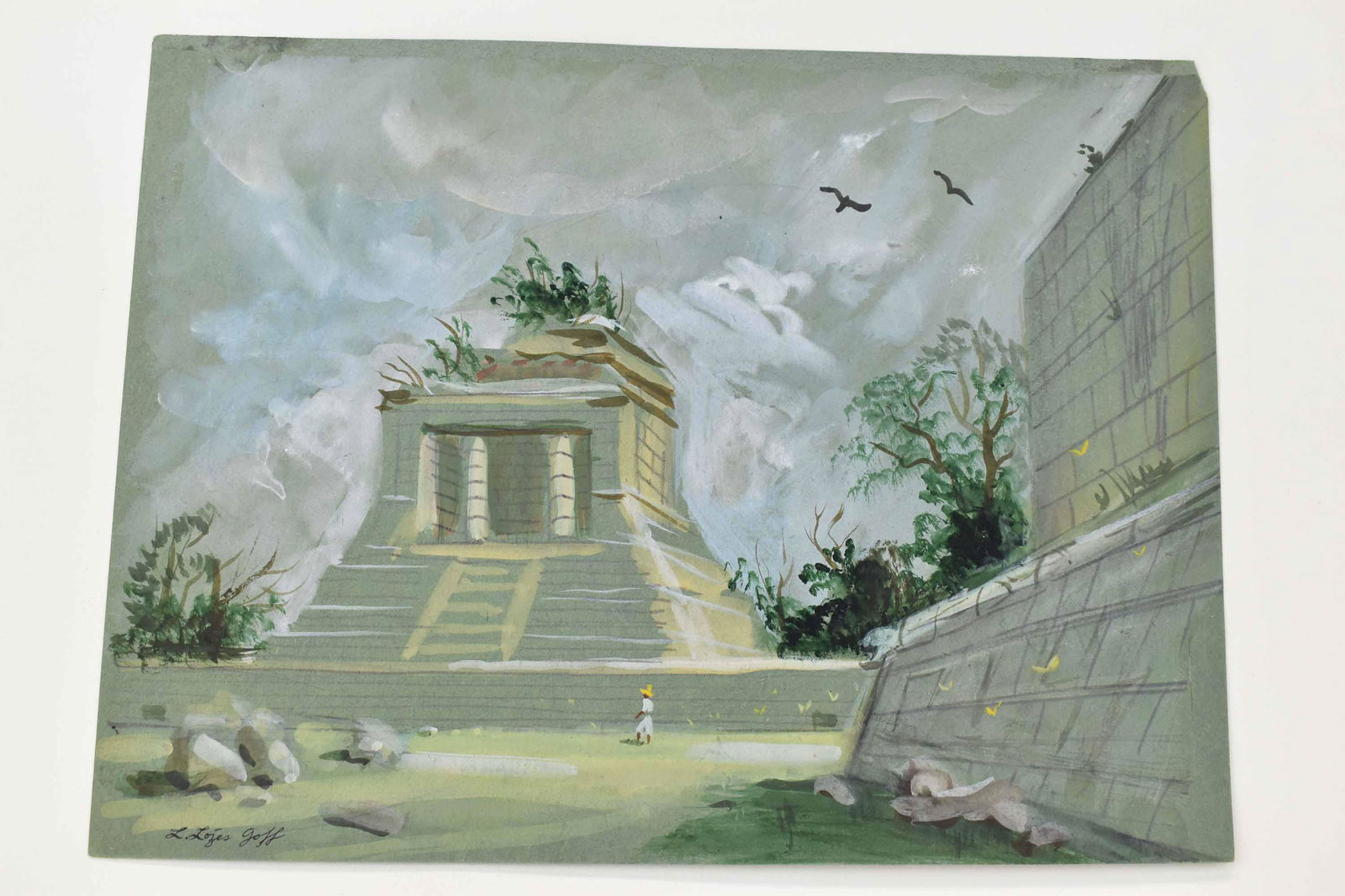 Lloyd Lozes Goff El Castillo Gouache on Paper (1 of 5)