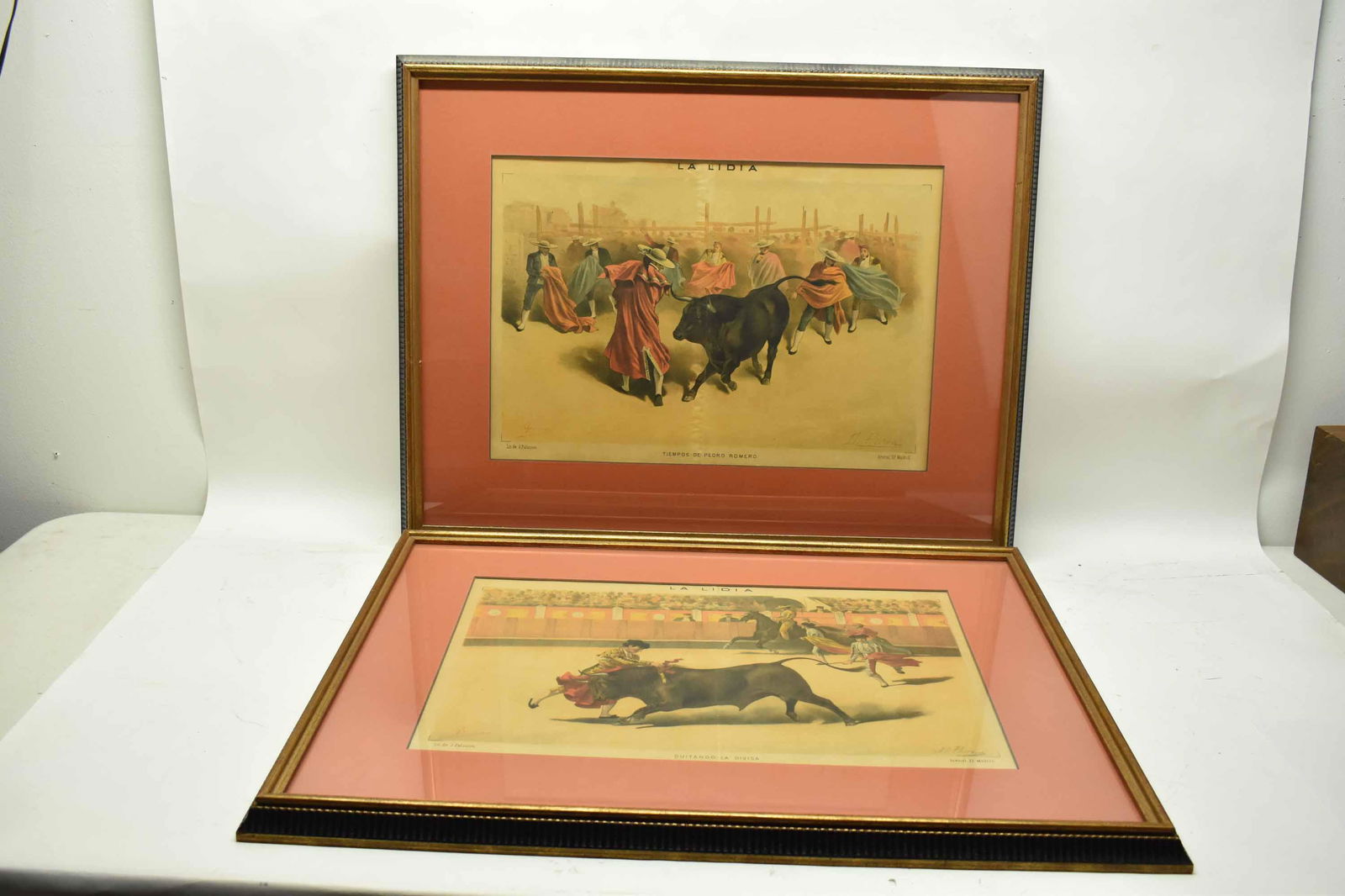 Pair of Antique La Lidia Colored Lithographs (1 of 9)