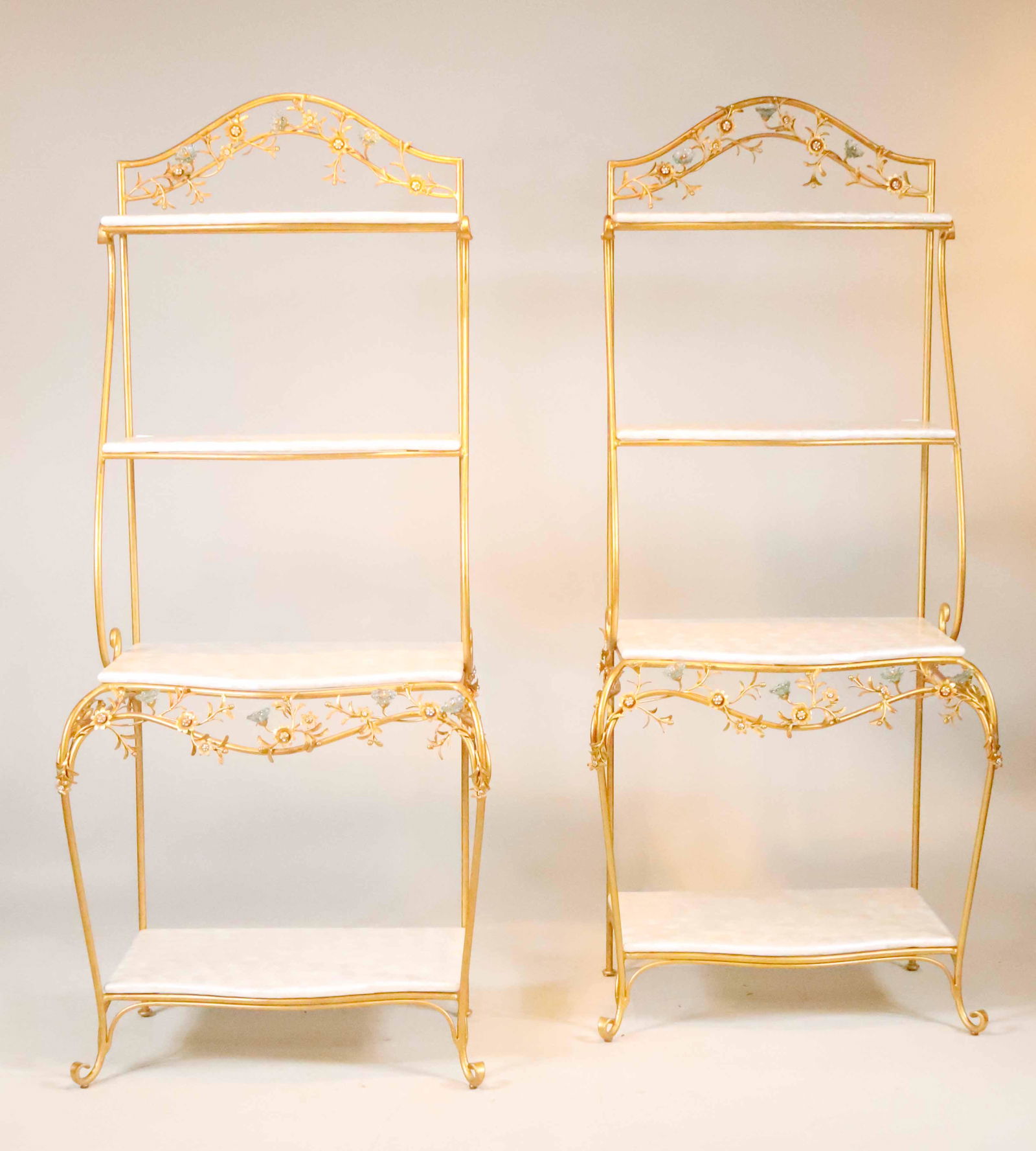Pair of Gold-Painted Metal Etageres (1 of 13)