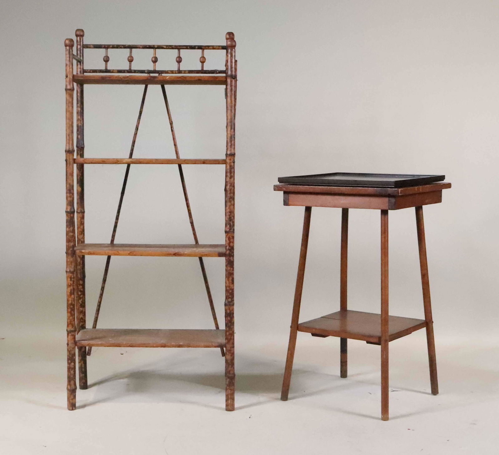 Paint-Decorated Wood and Bamboo Etagere (1 of 10)