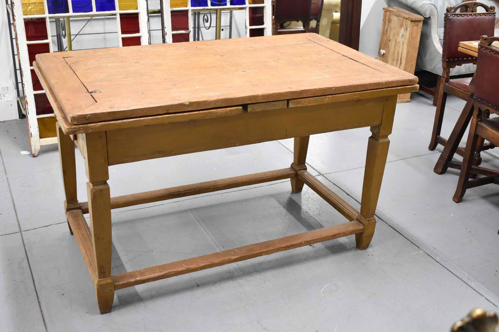 Provincial Painted & Stained Pine Draw Leaf Table (1 of 6)