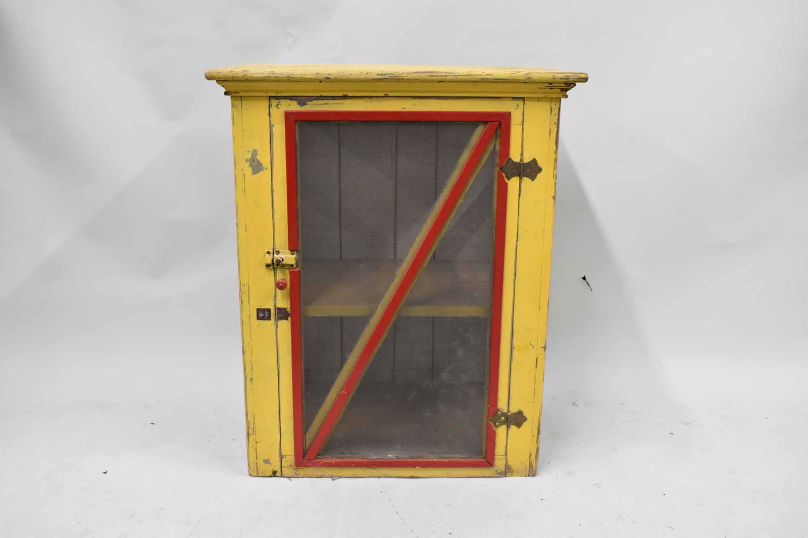 Vintage Americana Yellow and Red Painted Pie Safe (1 of 6)