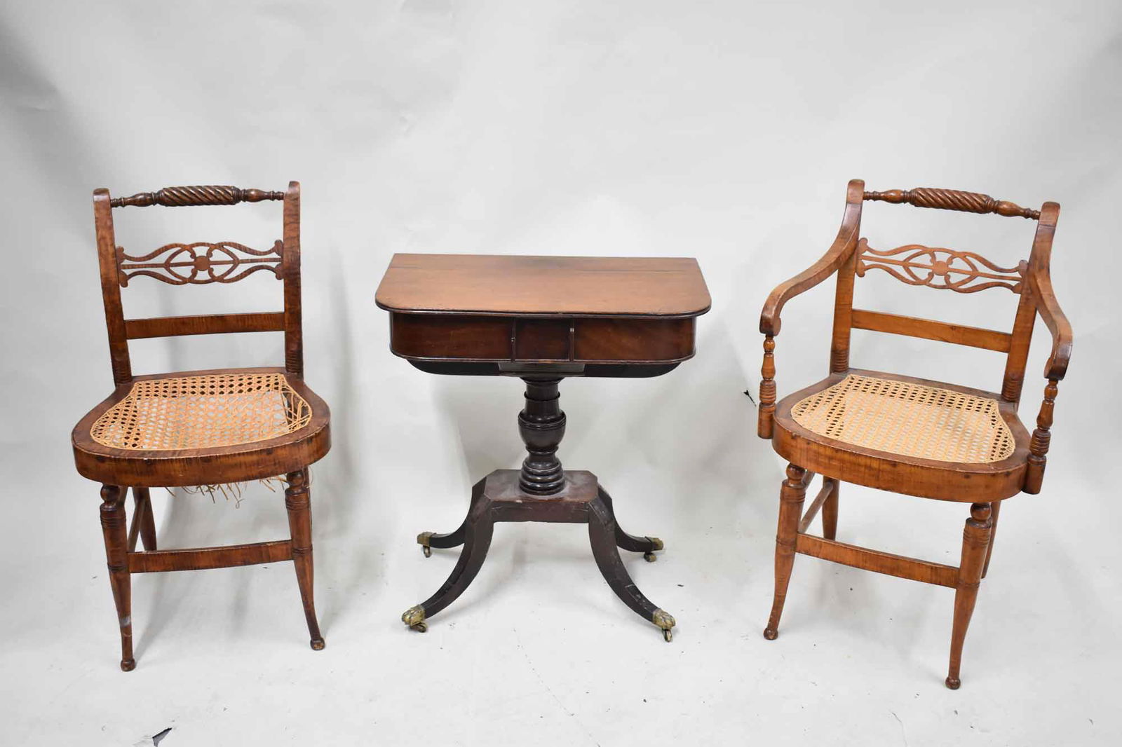Pair of Antique Tiger Maple Side Chairs (1 of 16)