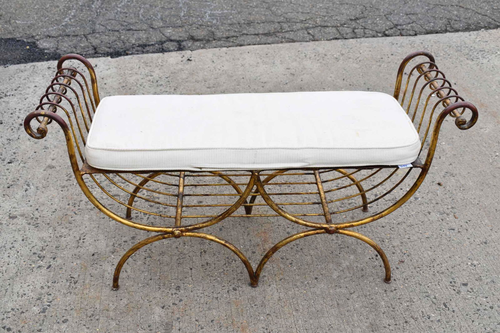 Antiqued Metal Modern Double Window Bench (1 of 6)