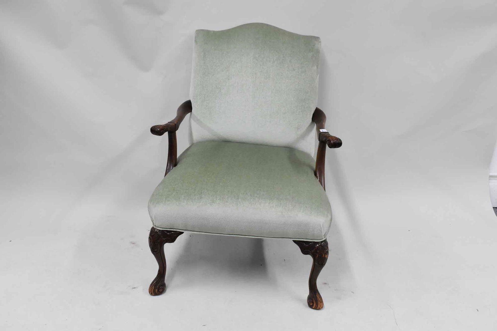 Queen Anne Style Upholstered Open Armchair (1 of 5)