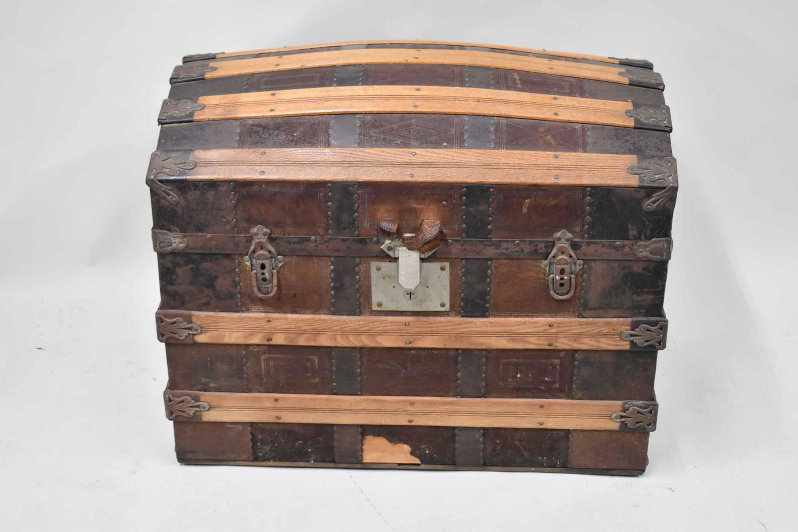 Antique Dome Top Leather Trunk (1 of 9)