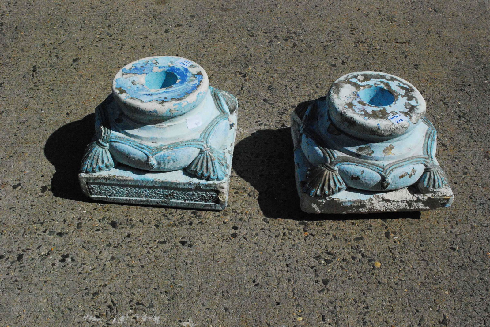 Pair of Decorative Cement Column Stands (1 of 5)