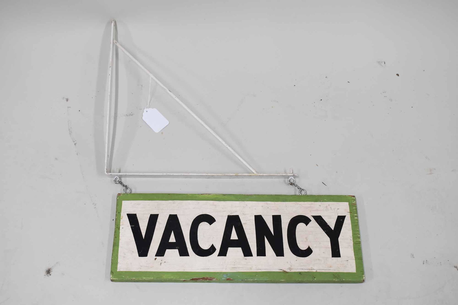 Vintage Hanging Vacancy Double Sided Sign: Vintage Hanging Vacancy Double Sided Sign with hanging bracket. Used condition, 21" x 8" x 3/4" thick