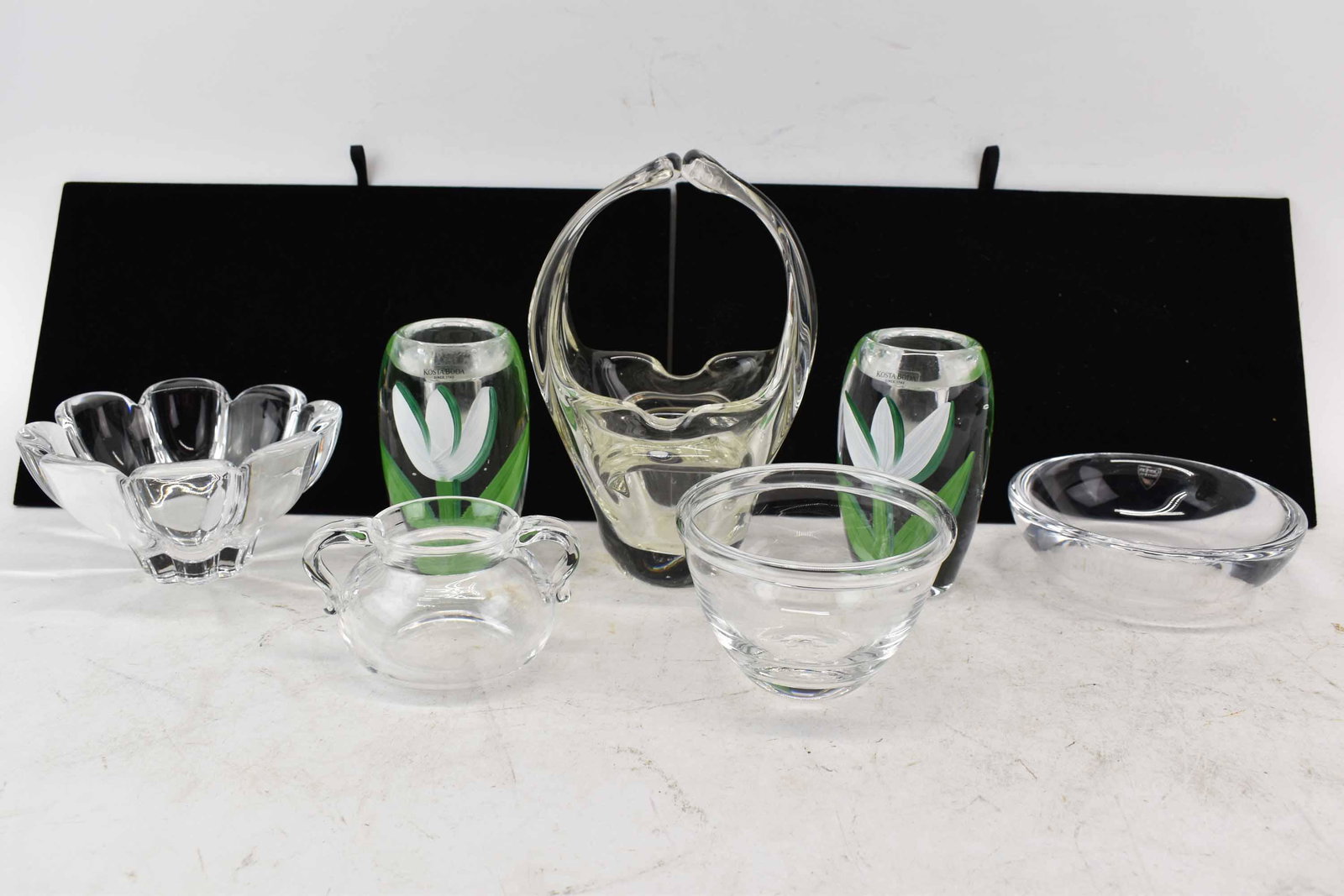 Group of Assorted Crystal & Glass Paperweights: Group of Assorted Crystal & Glass Paperweights including Kosta Boda V. (Vicke) Lindstrand Iceberg with Polar Bears, Kosta Boda V. (Vicke) Lindstrand Iceberg with Viking Ship, Kosta Boda Lindstrand Jon