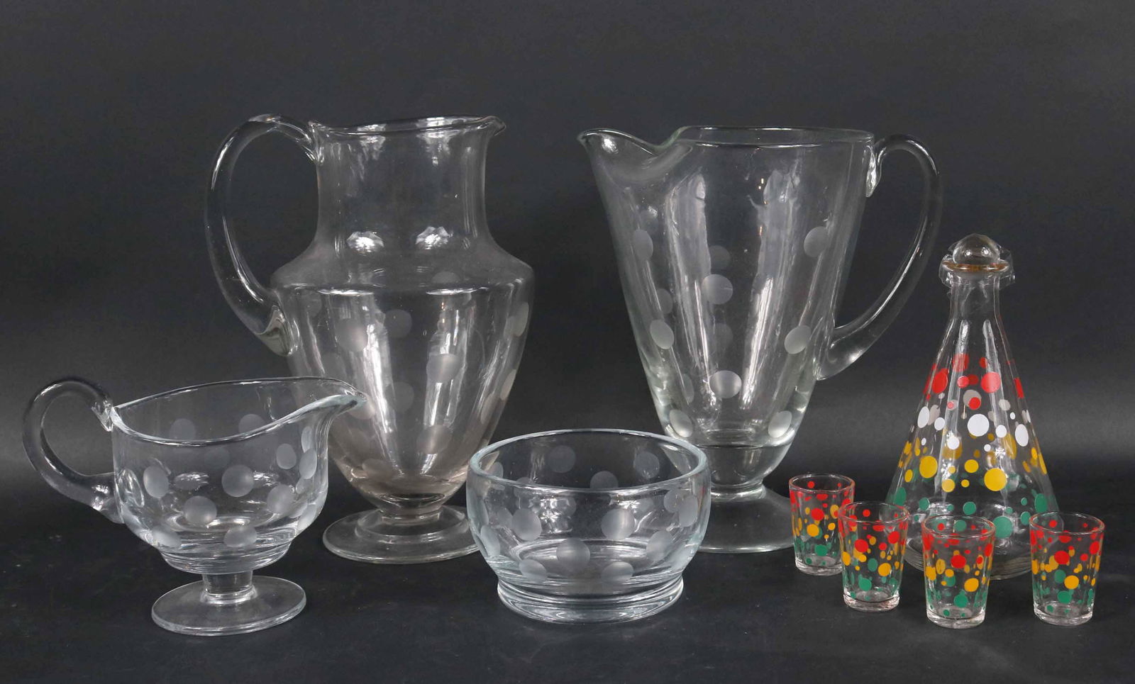 Four Piece Polka-Dot Colorless Glass Drinks Set (1 of 6)