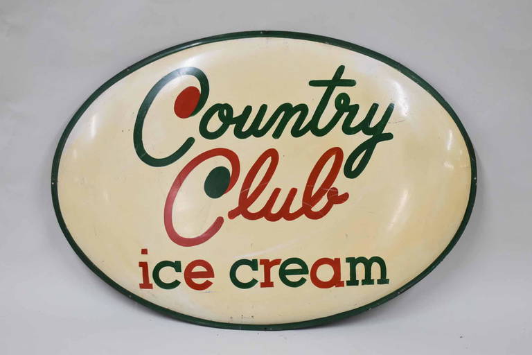 Country Club Ice Cream porcelain Curb Sign Country Club Ice Cream porcelain Curb Sign